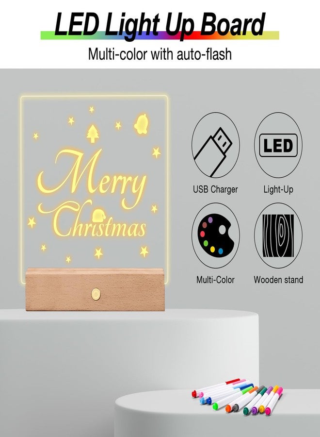 Tujoe LED Note Board with 7 Colors, Lighted Acrylic Dry Erase Board, Light up Acrylic Message Note Pad with Wood Stand and 12 Pens for Graduation Gifts Father's Day, 6.3 x 5.9 Inch - Image 3